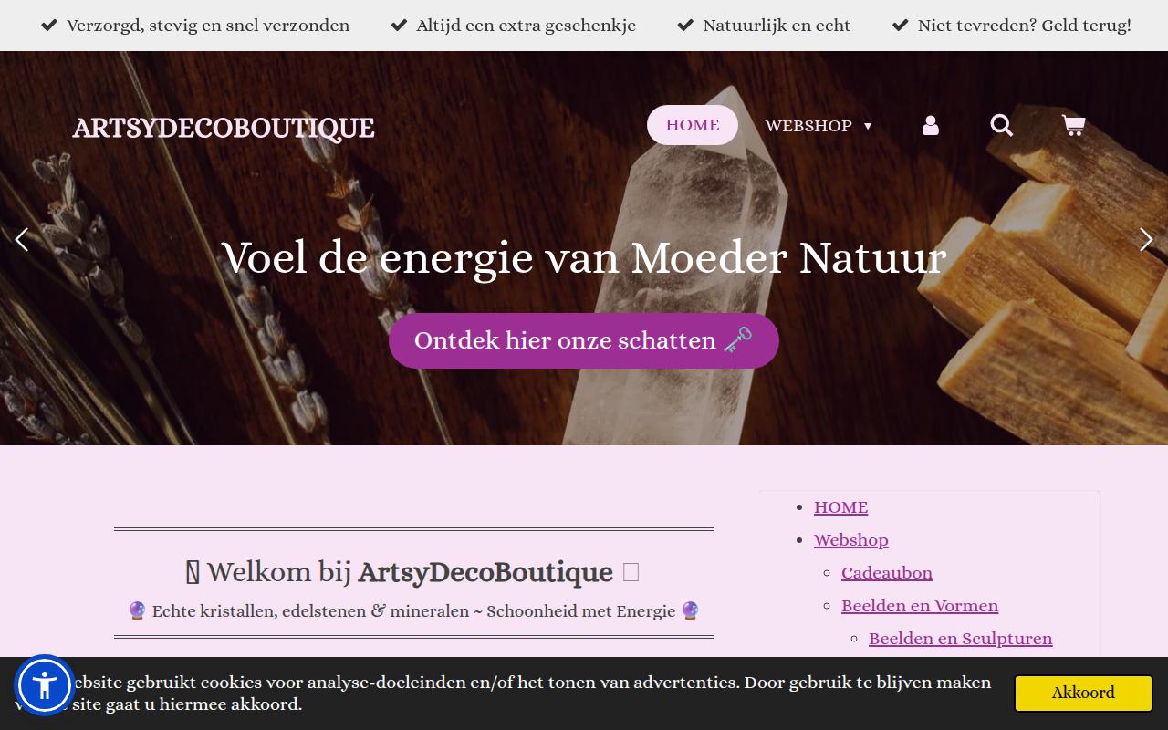 Screenshot van artsydecoboutique.be