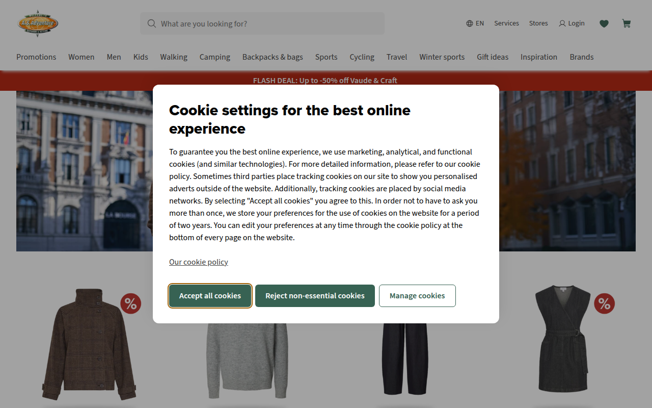 Screenshot van asadventure.com