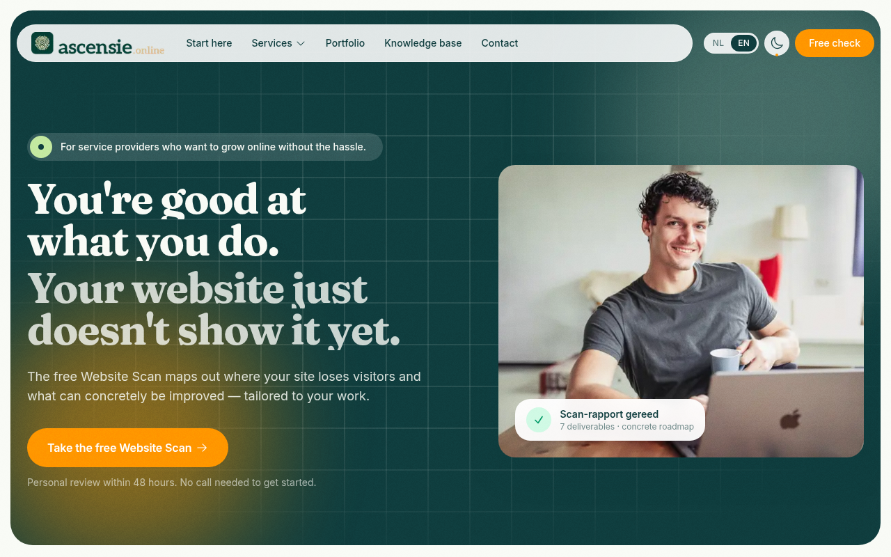 Screenshot van ascensie.online