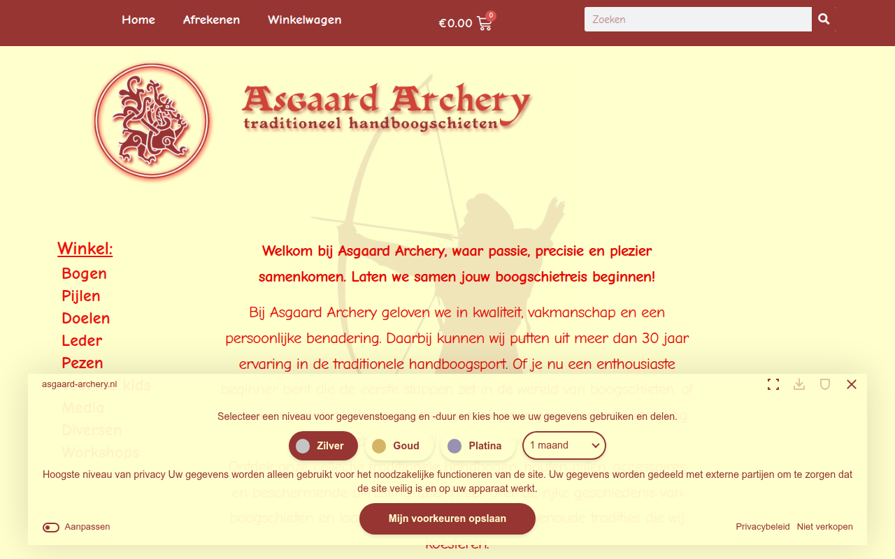 Screenshot van asgaard-archery.nl