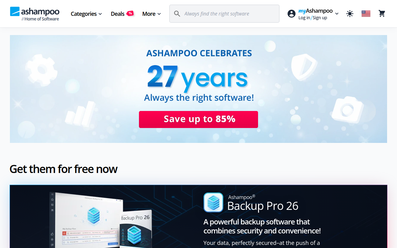 Screenshot van ashampoo.com