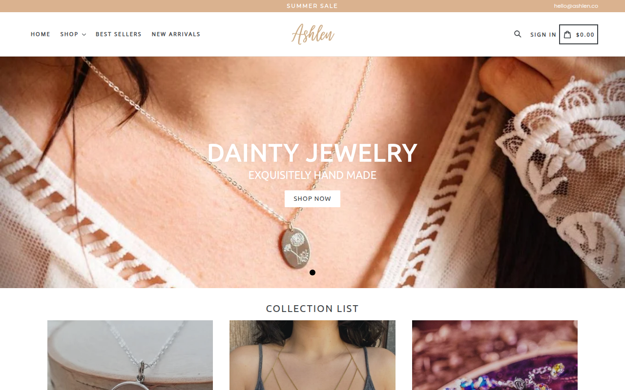 Screenshot van ashlen.co