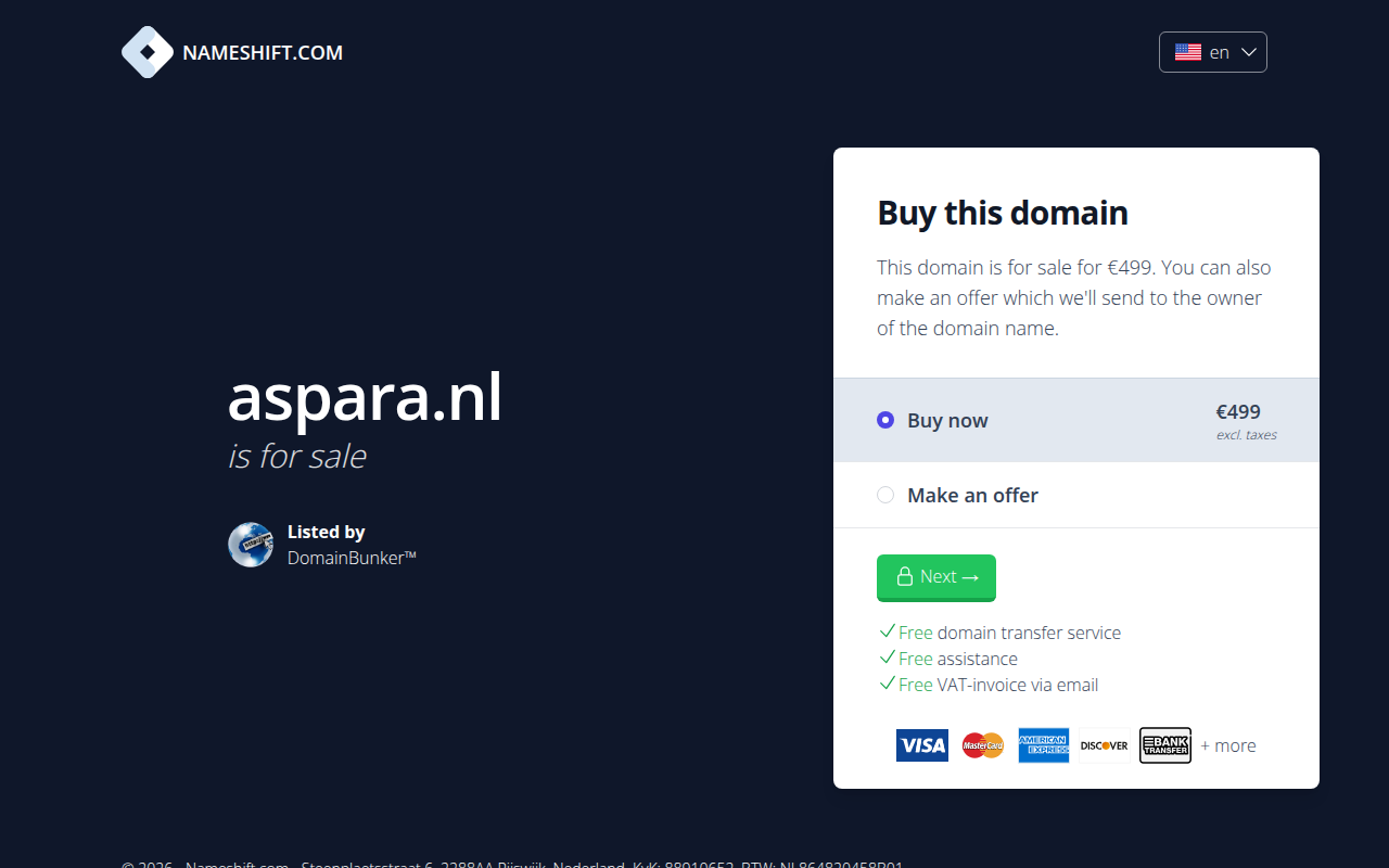 Screenshot van aspara.nl