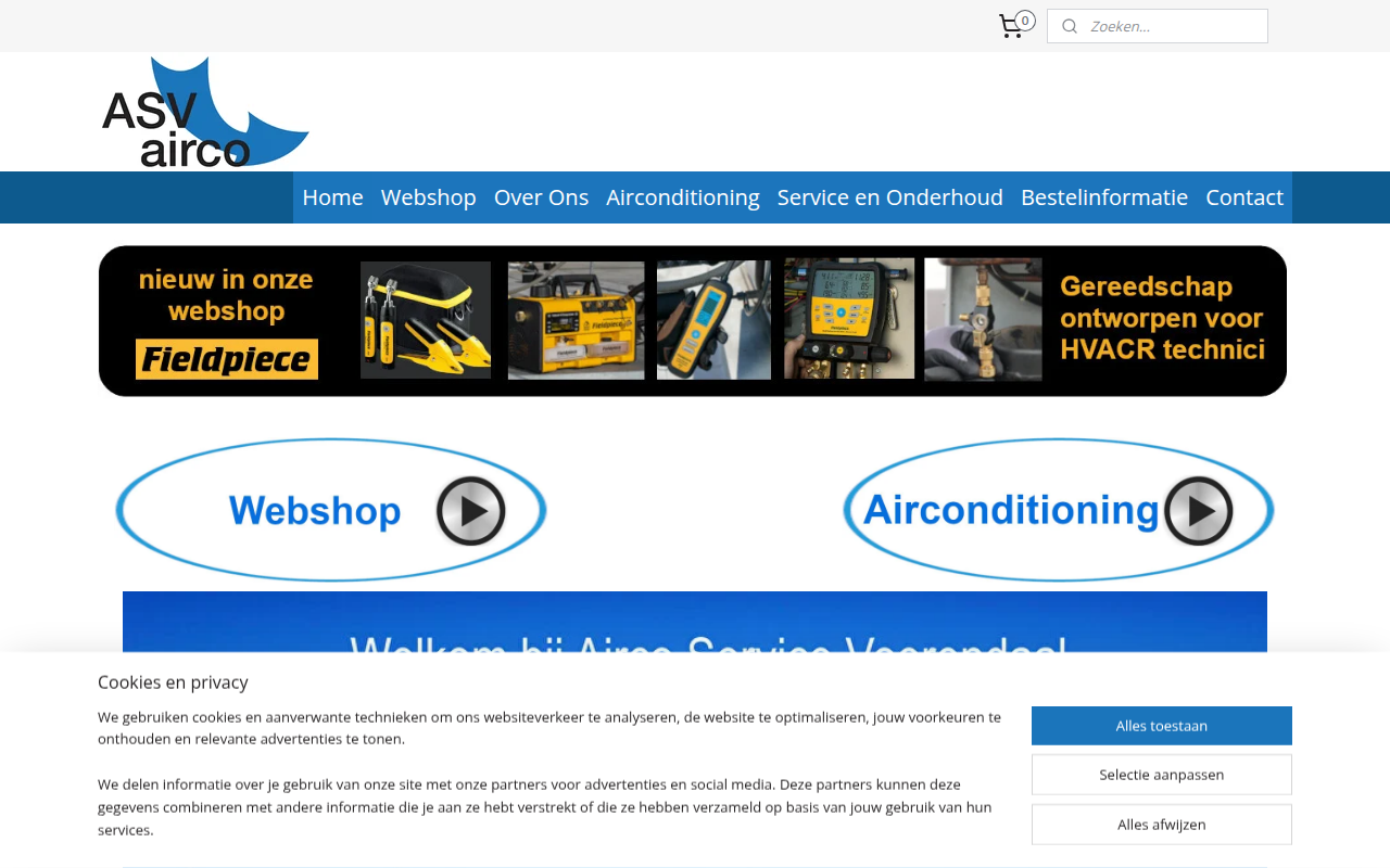 Screenshot van asvairco.nl