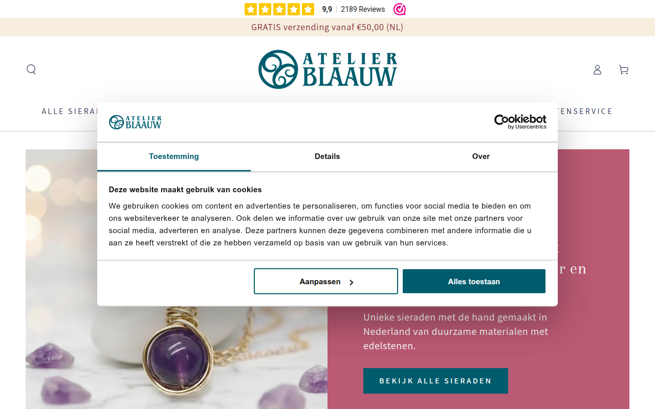 Screenshot van atelierblaauw.nl
