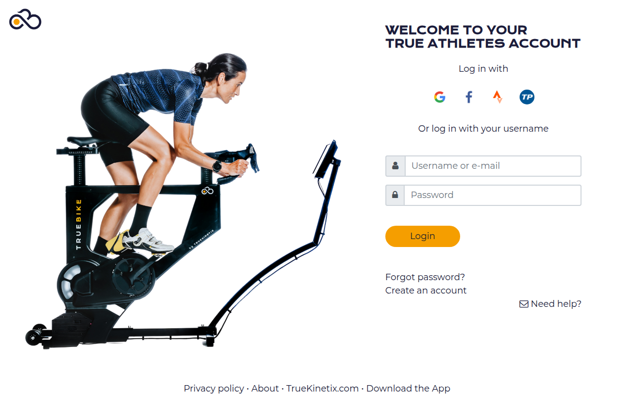 Screenshot van athletes.truekinetix.com