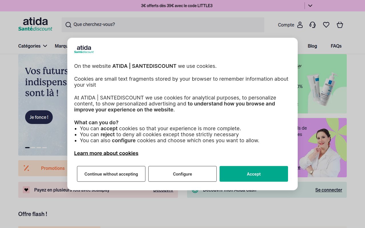 Screenshot van atida.fr