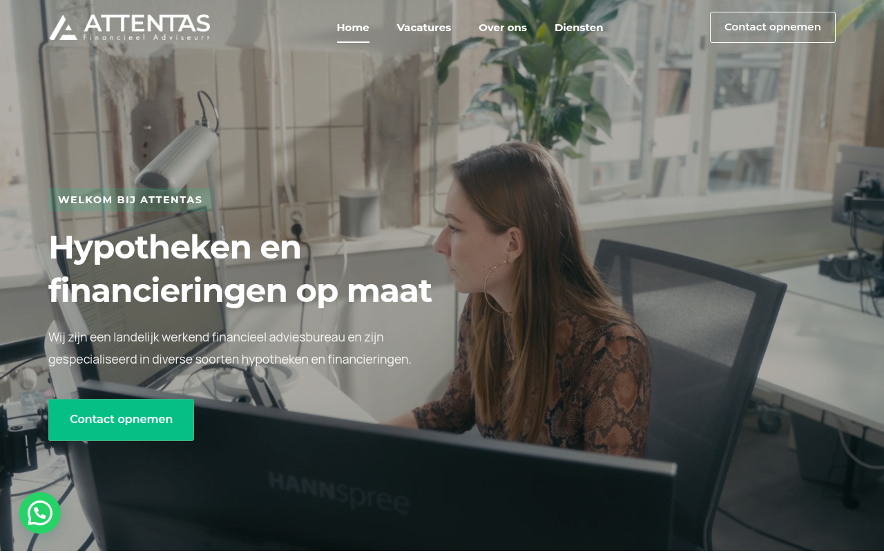 Screenshot van attentas.nl