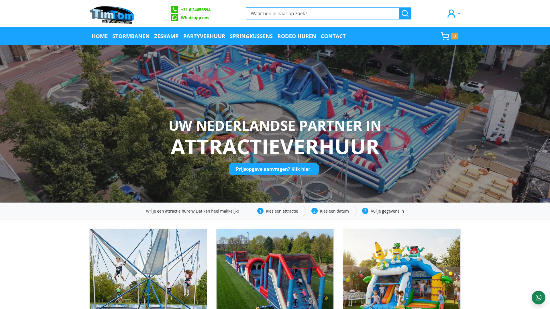 Screenshot van attractieverhuurtimtom.nl