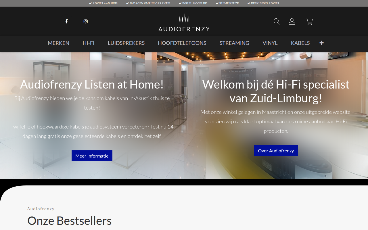Screenshot van audiofrenzy.nl