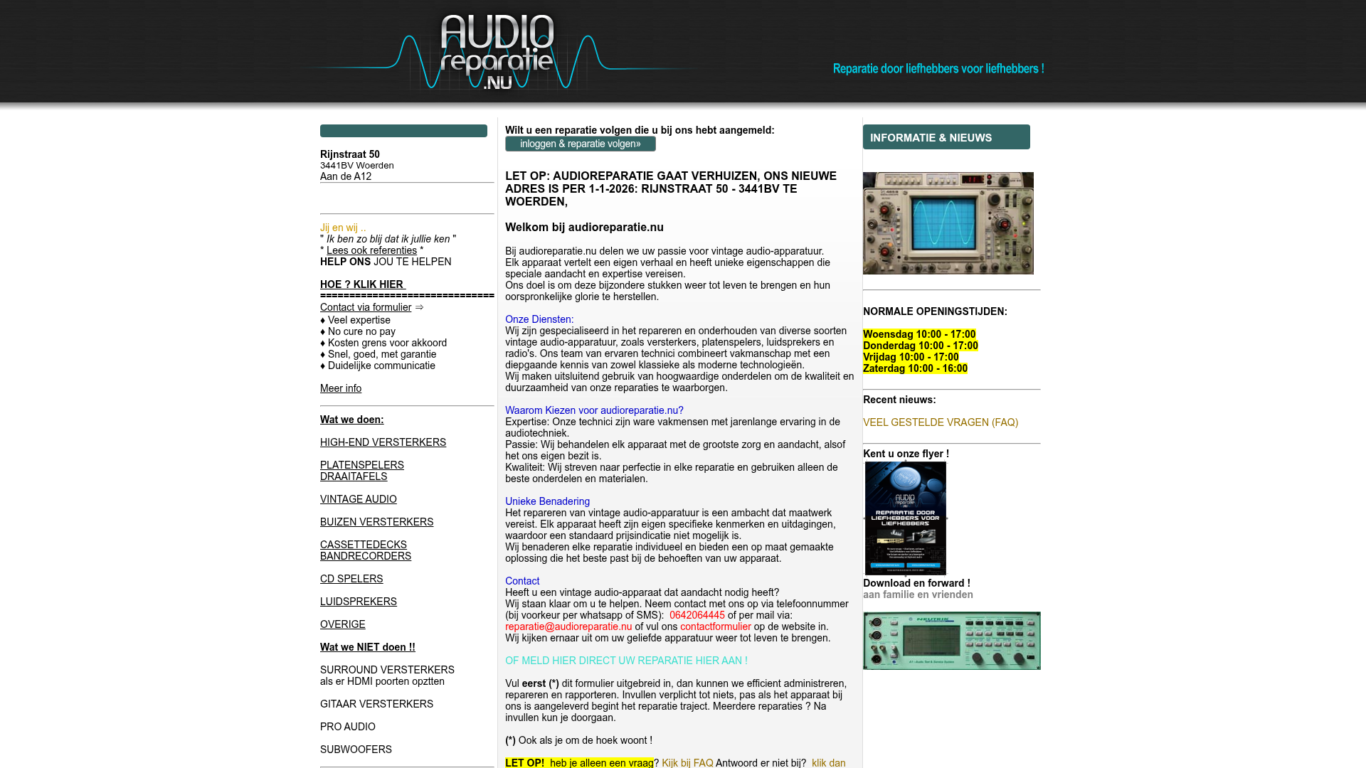 Screenshot van audioreparatie.nu