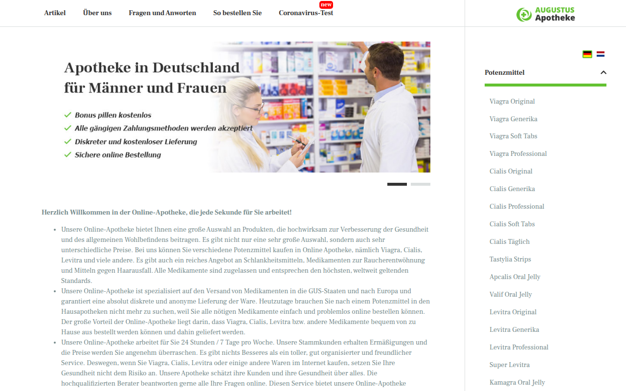 Screenshot van augustus-apotheke.com