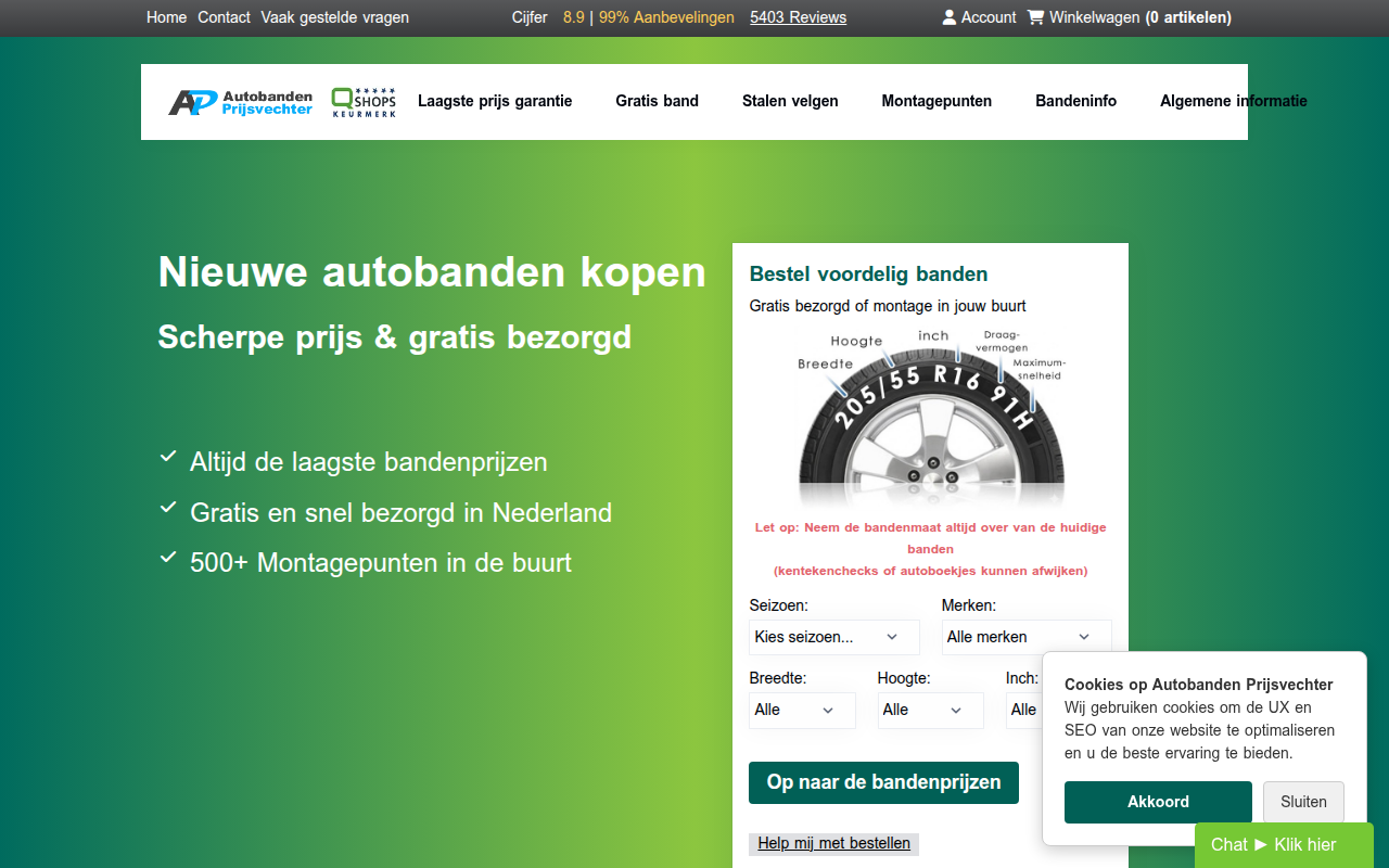 Screenshot van autobanden-prijsvechter.nl