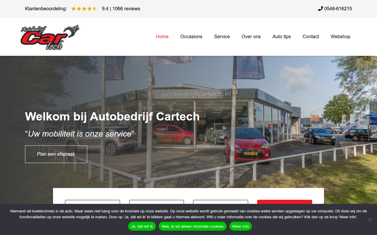Screenshot van autobedrijfcartech.nl