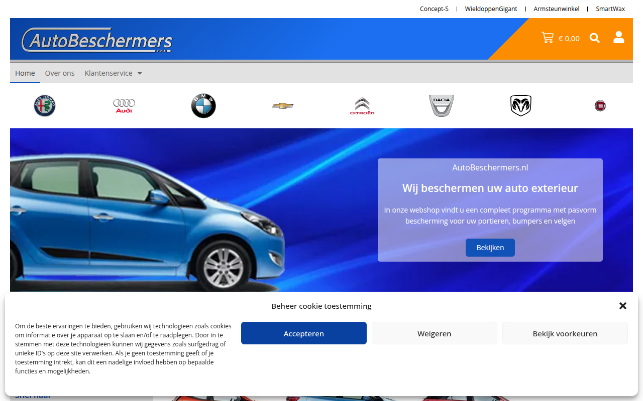 Screenshot van autobeschermers.nl