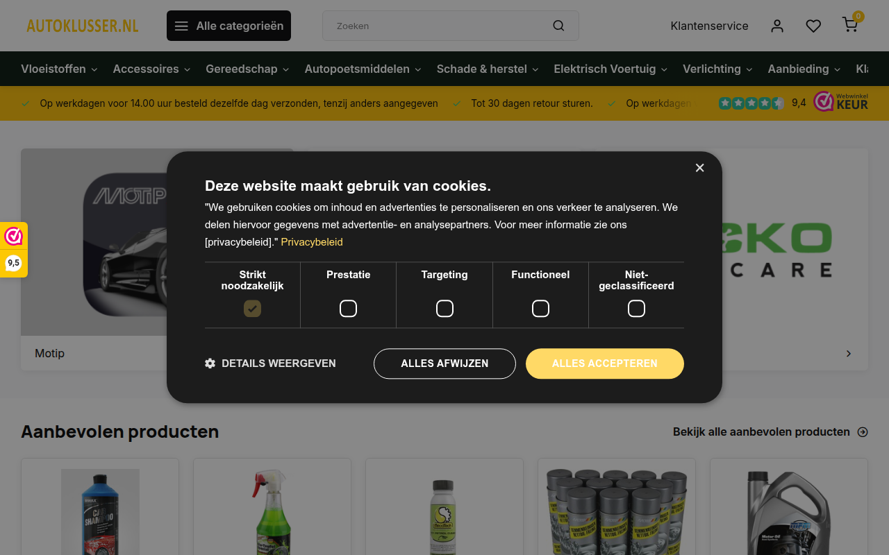 Screenshot van autoklusser.nl