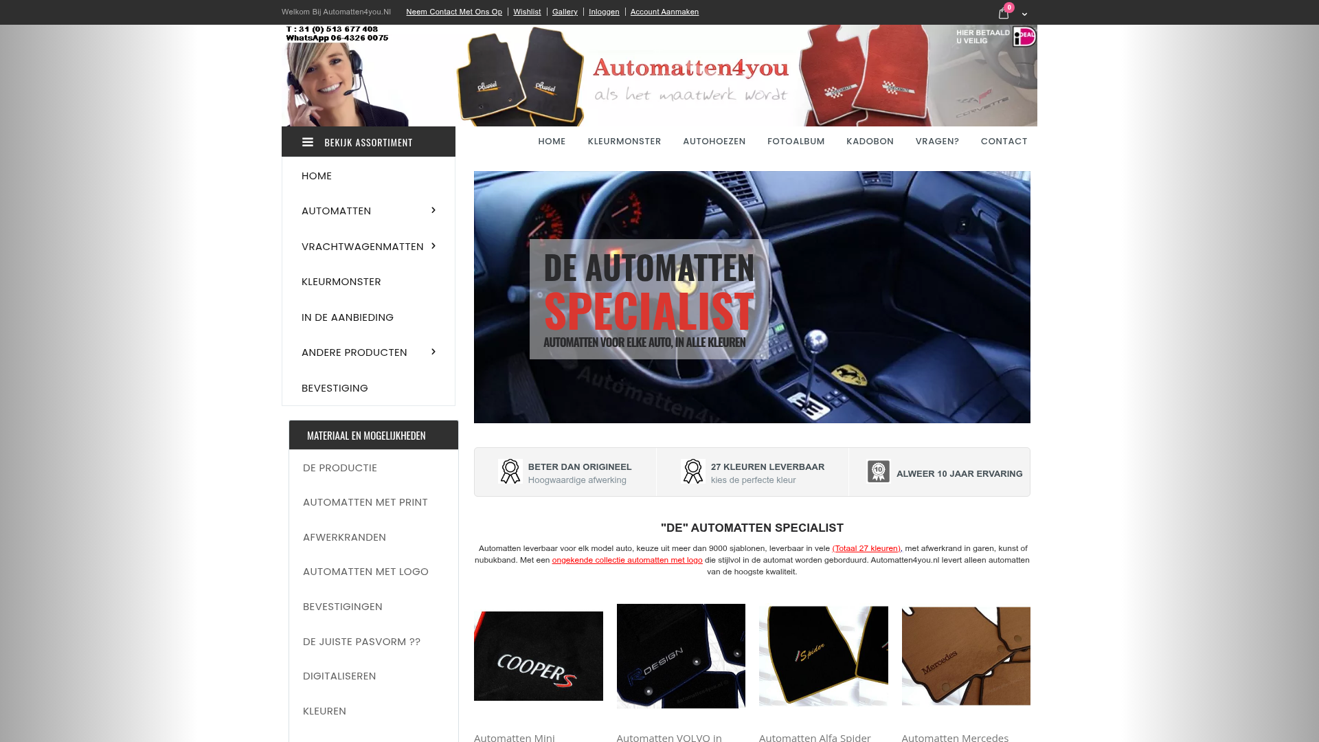 Screenshot van automatten4you.nl