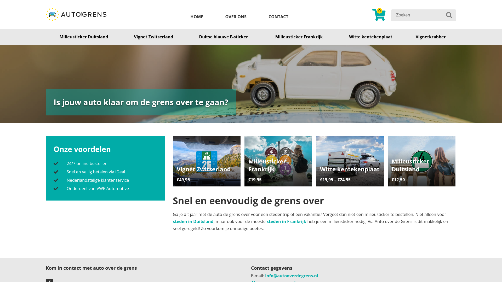 Screenshot van autooverdegrens.nl