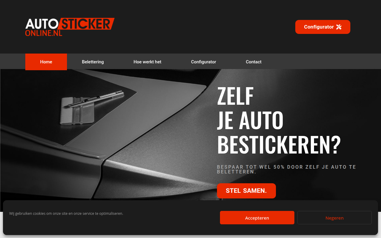 Screenshot van autostickeronline.nl