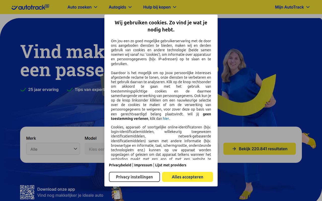 Screenshot van autotrack.nl