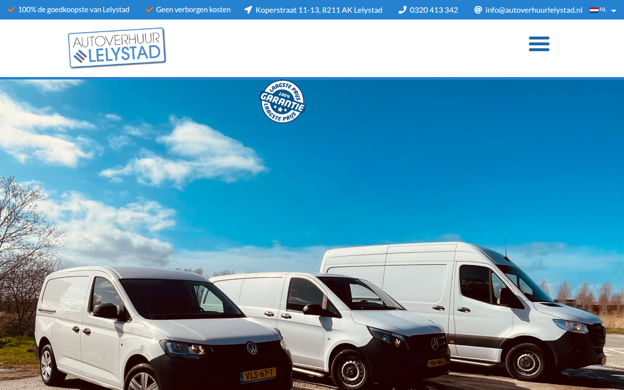 Screenshot van autoverhuurlelystad.nl
