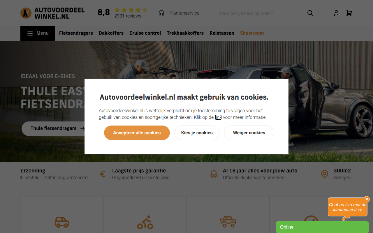 Screenshot van autovoordeelwinkel.nl
