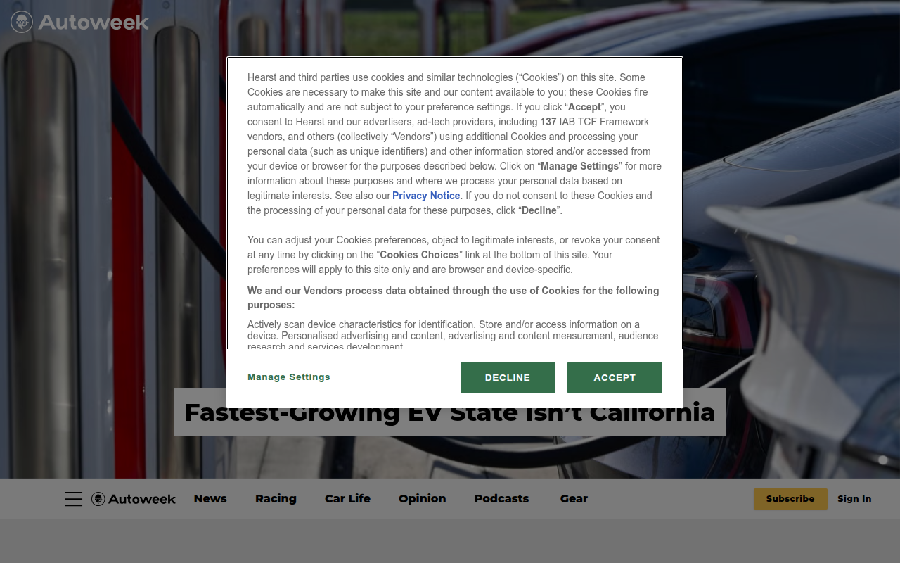 Screenshot van autoweek.com