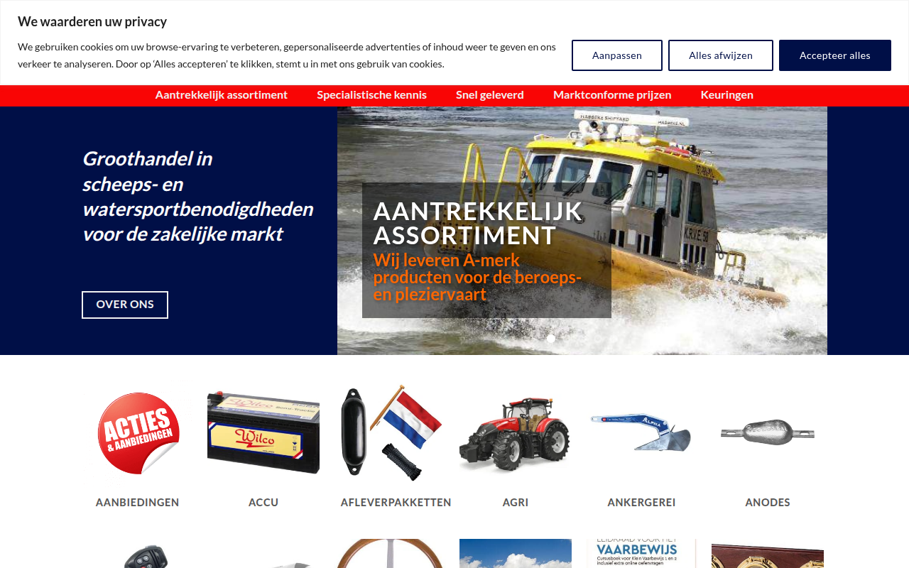 Screenshot van avamarine.nl