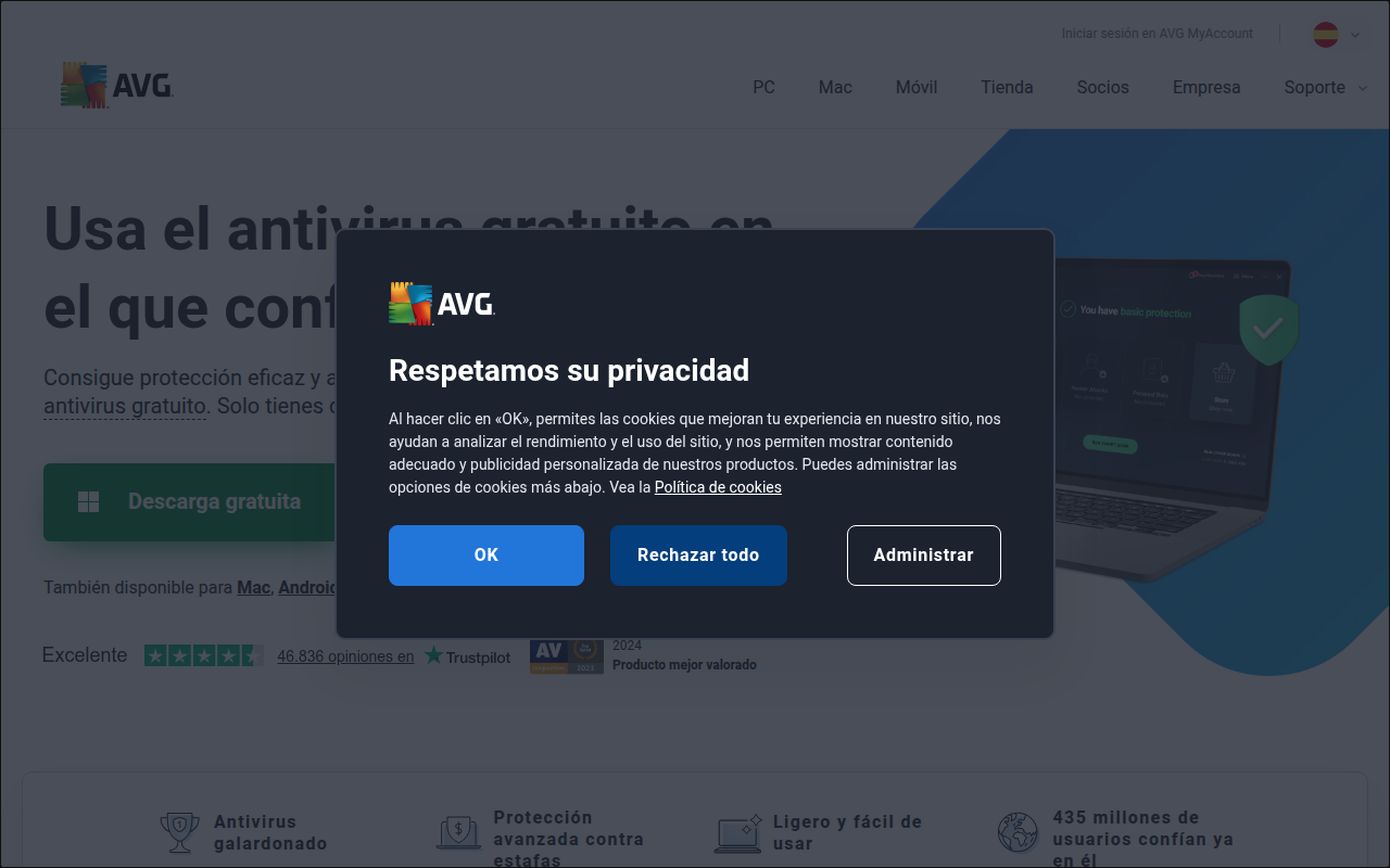 Screenshot van avg.com