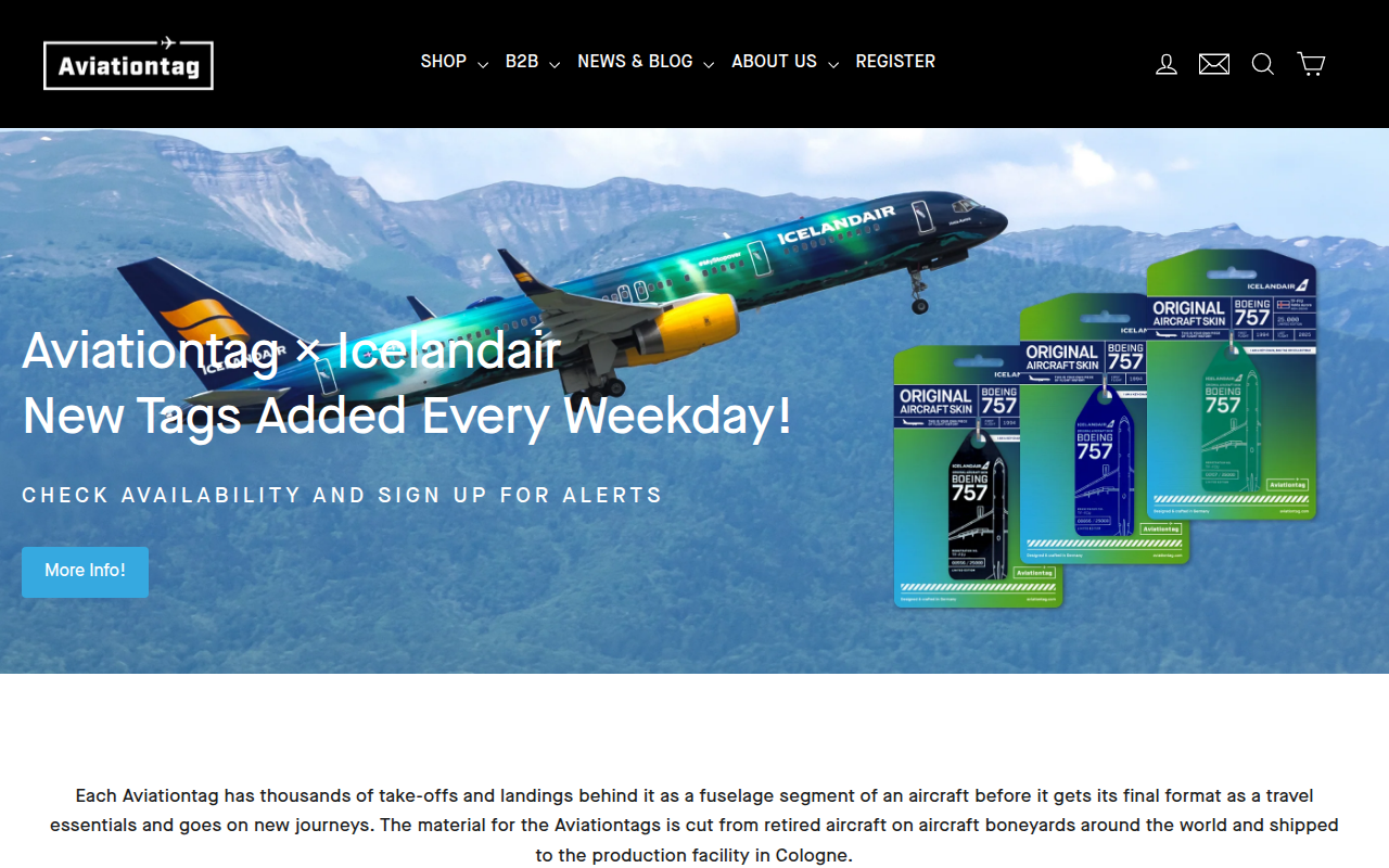 Screenshot van aviationtag.com