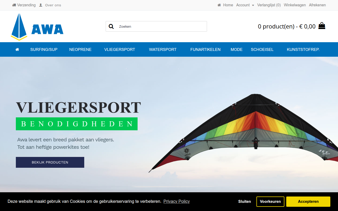 Screenshot van awa-sports.nl