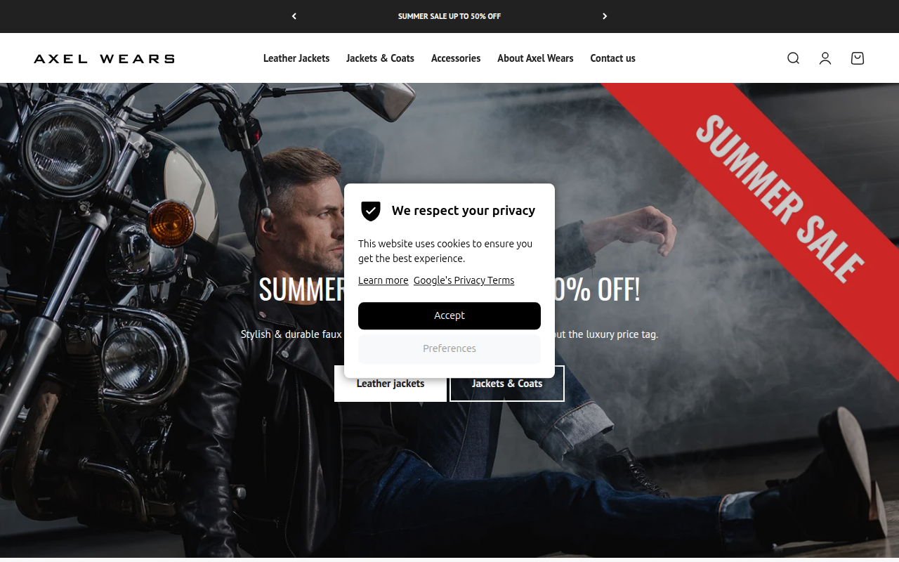 Screenshot van axelwears.com