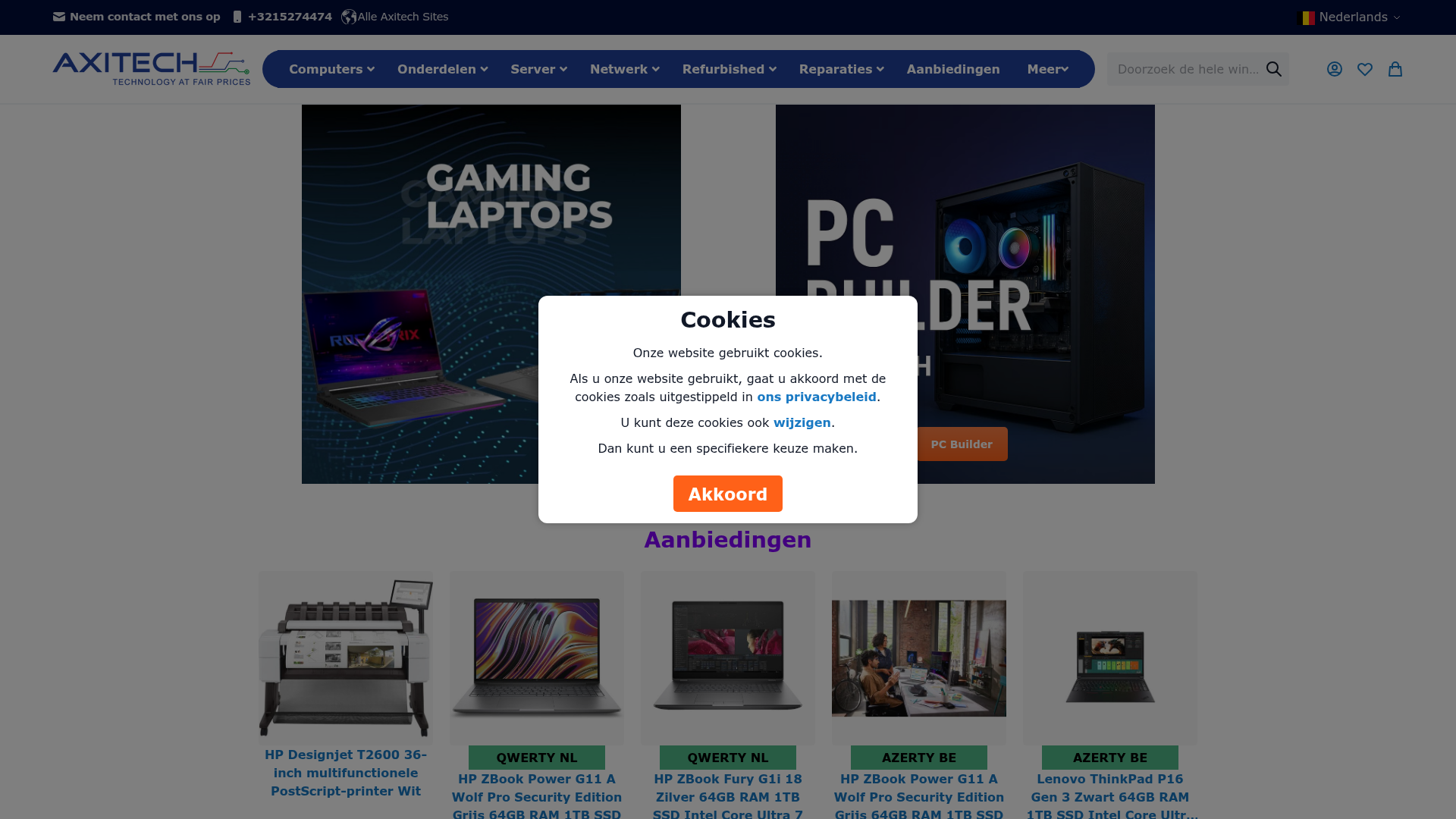 Screenshot van axitech.be