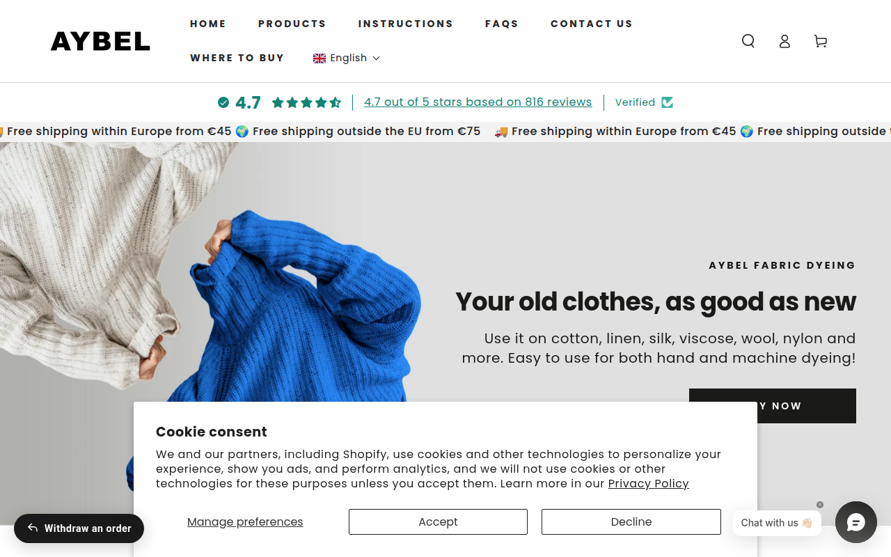 Screenshot van aybel.co.uk