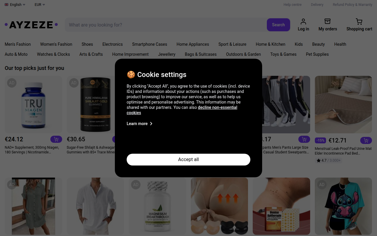 Screenshot van ayzeze.co.nl
