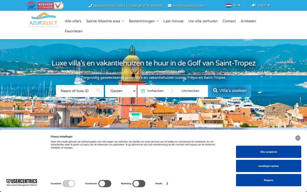 Screenshot van azurselect.nl