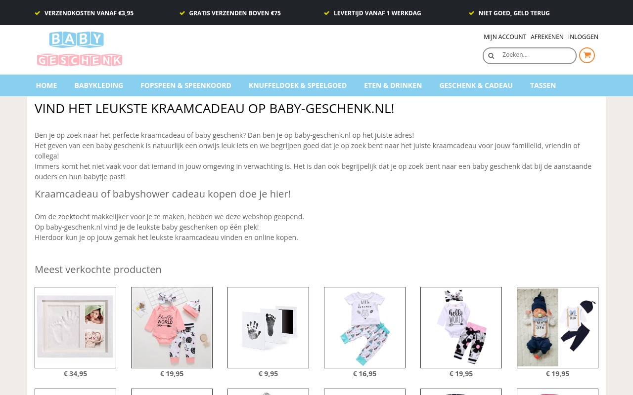 Screenshot van baby-geschenk.nl