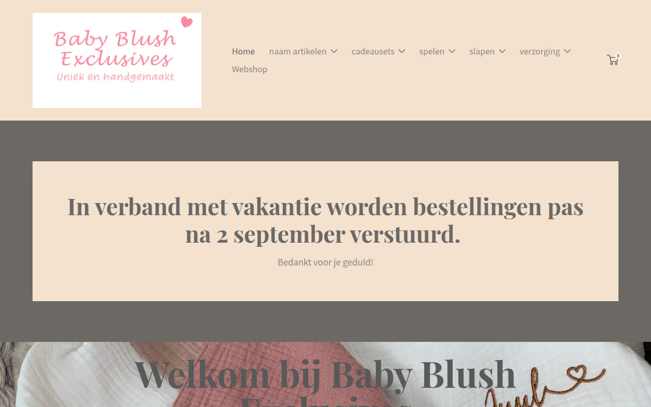 Screenshot van babyblushexclusives.nl