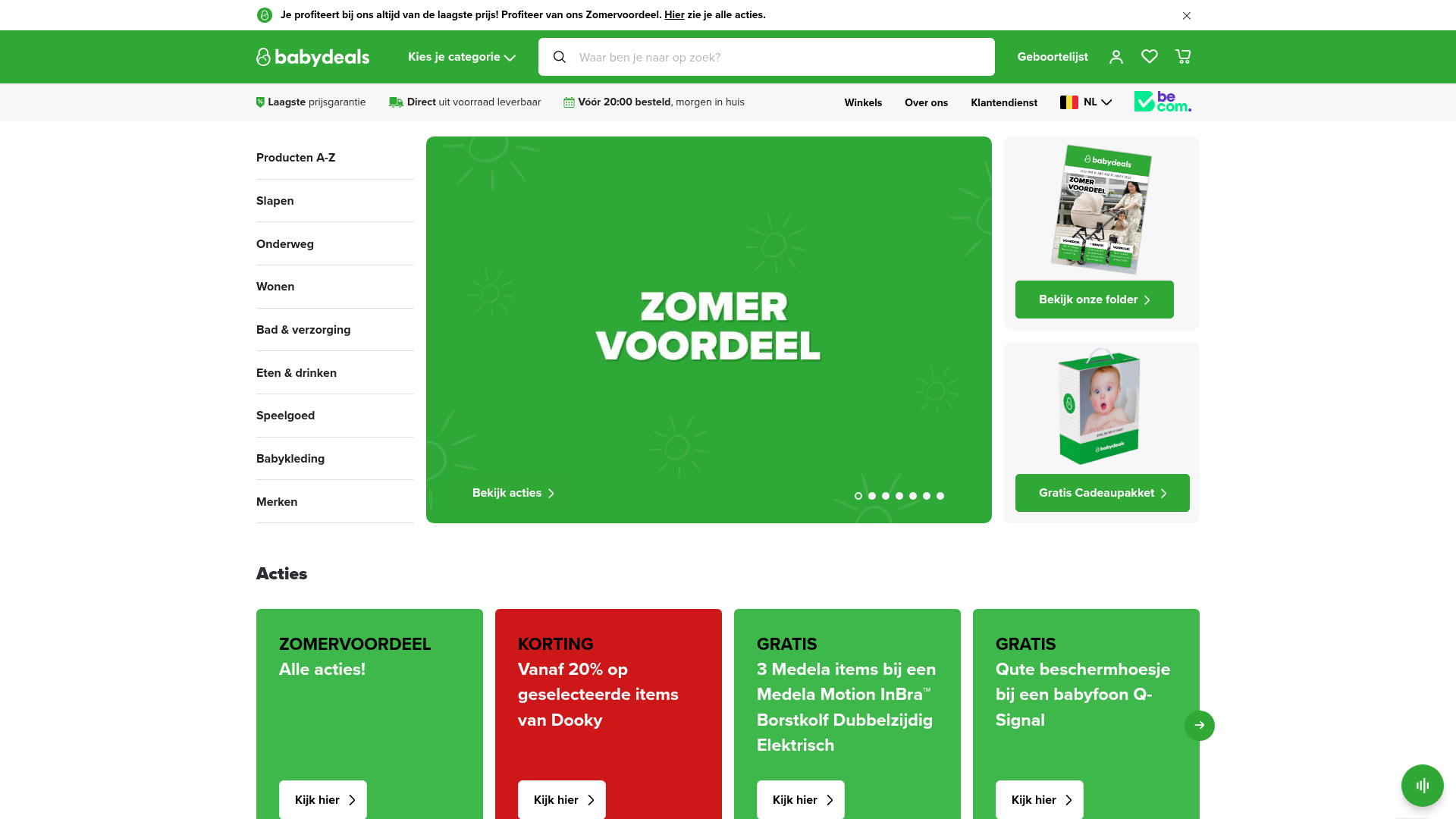 Screenshot van babydeals.be
