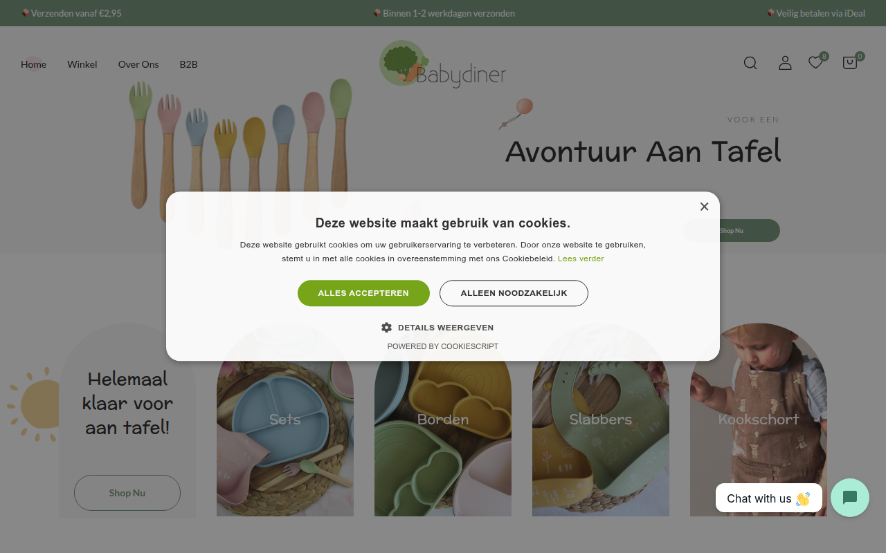 Screenshot van babydiner.nl