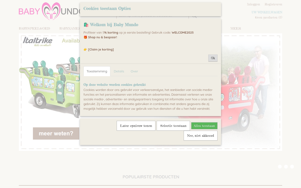 Screenshot van babymundo.nl