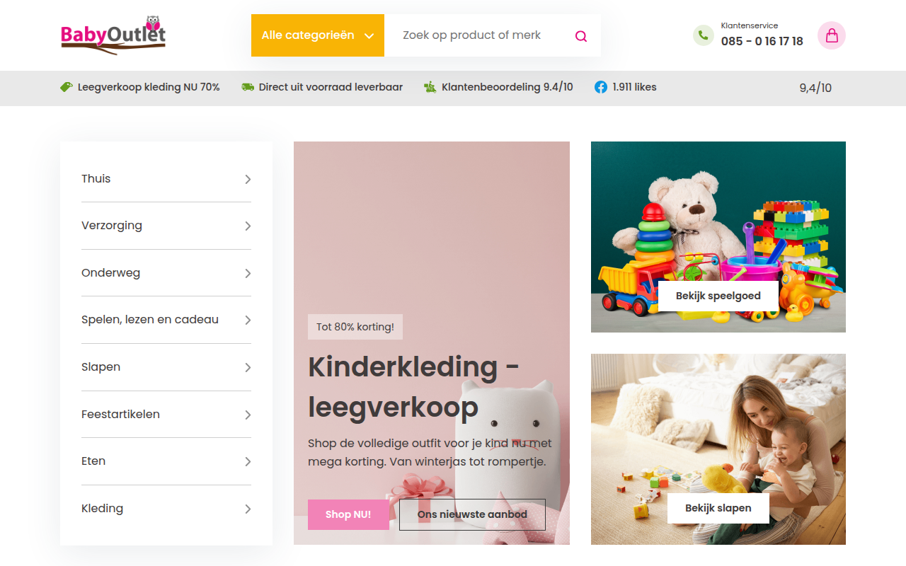 Screenshot van De #1 - BabyOutlet - Babydump - Babyartikelen outlet - Babyoutlet