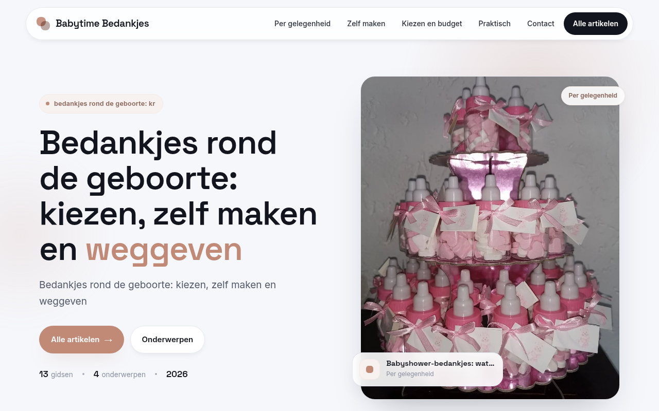 Screenshot van babytimebedankjes.nl