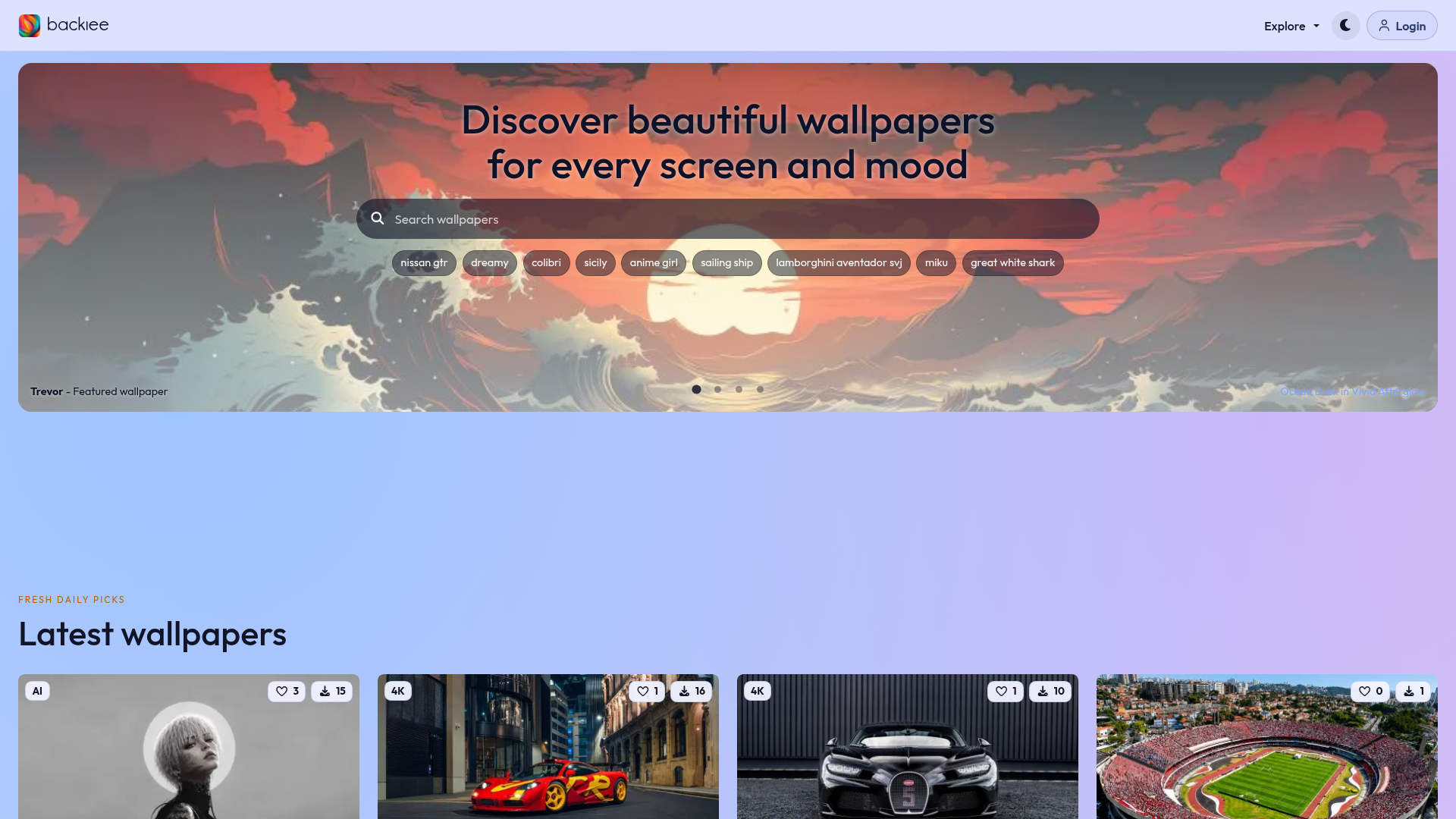 Screenshot van backiee.com