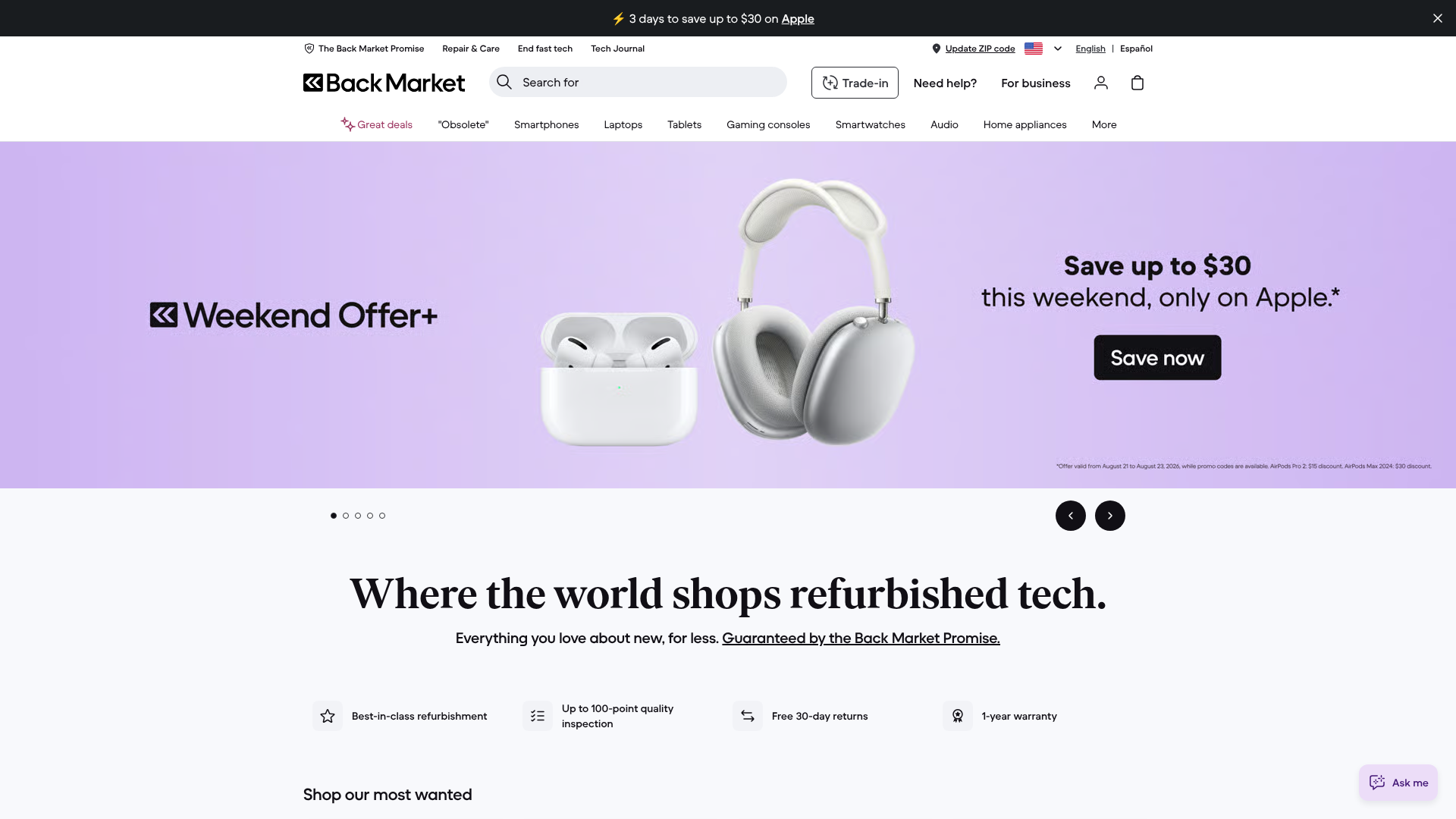 Screenshot van backmarket.com