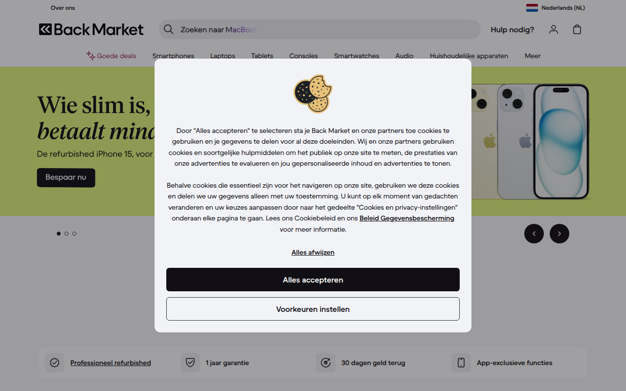 Screenshot van backmarket.nl