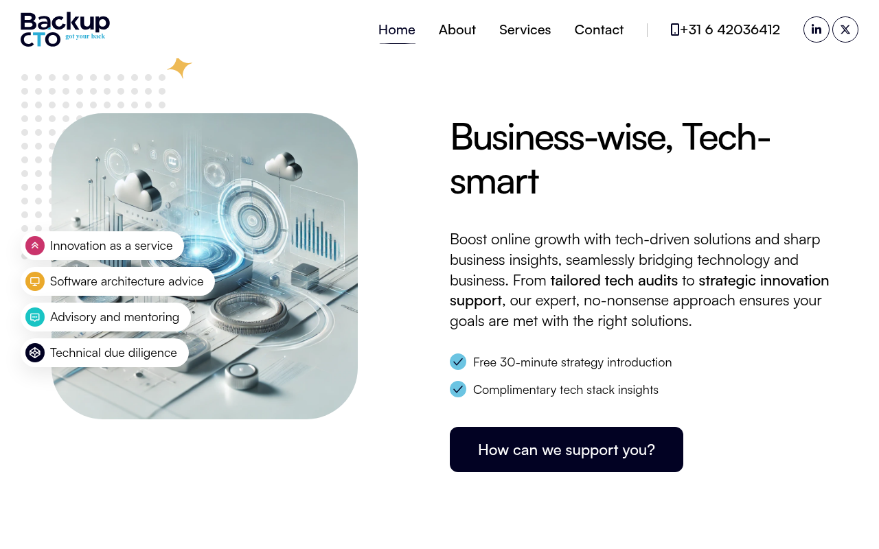 Screenshot van backupcto.com