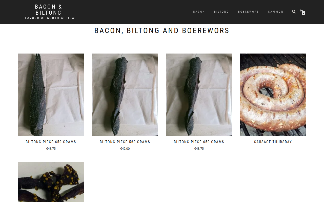 Screenshot van baconandbiltong.com