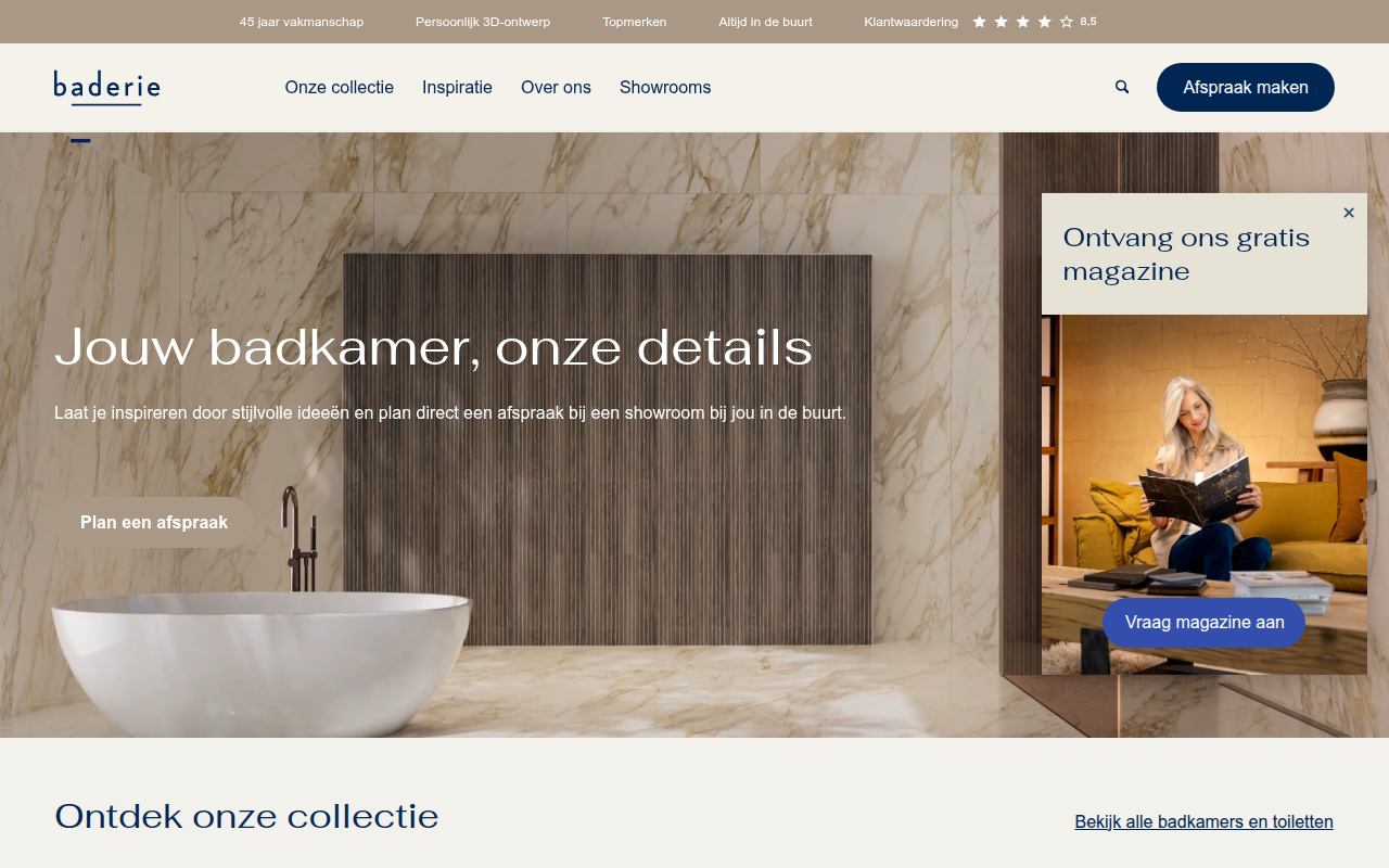 Screenshot van baderie.nl