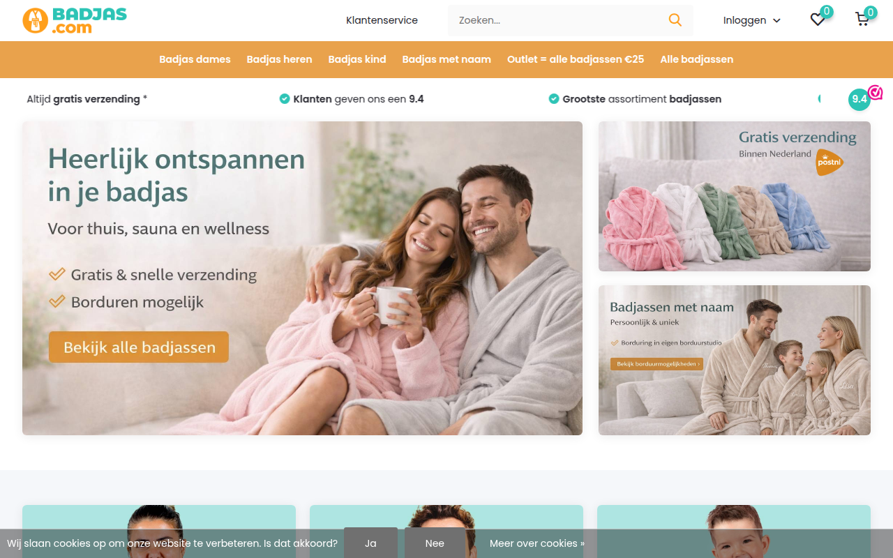 Screenshot van badjas.com